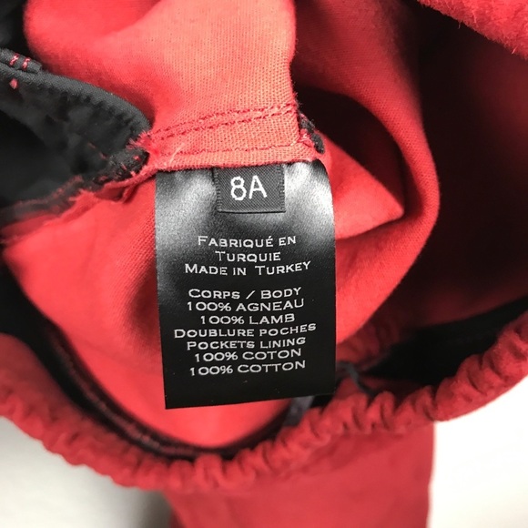 Balmain Boys Red Lamb Suede Moto Pants Size 8 - Picture 8 of 9